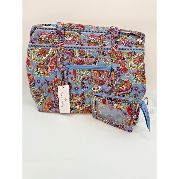 Vera Bradley Small Vera‎ Tote Bag in Provence Paisley Pattern w/ Matching Wallet - Picture 1 of 8